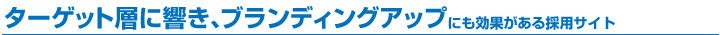 ターゲット層に響き、ブランディングアップにも効果がある採用サイト ターゲット層に響き、ブランディングアップにも効果がある採用サイト
